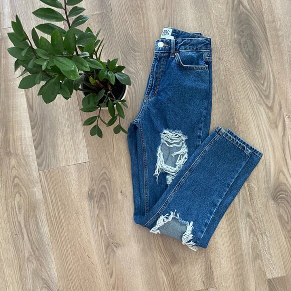 BDG (from Urban Outfitters) Mid-Blue "Mom High-Rise" Distressed Jeans - Picture 14 of 14
